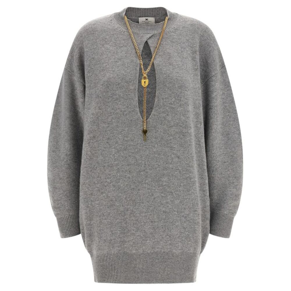 Elisabetta Franchi Gray Wool Short Women's Dress